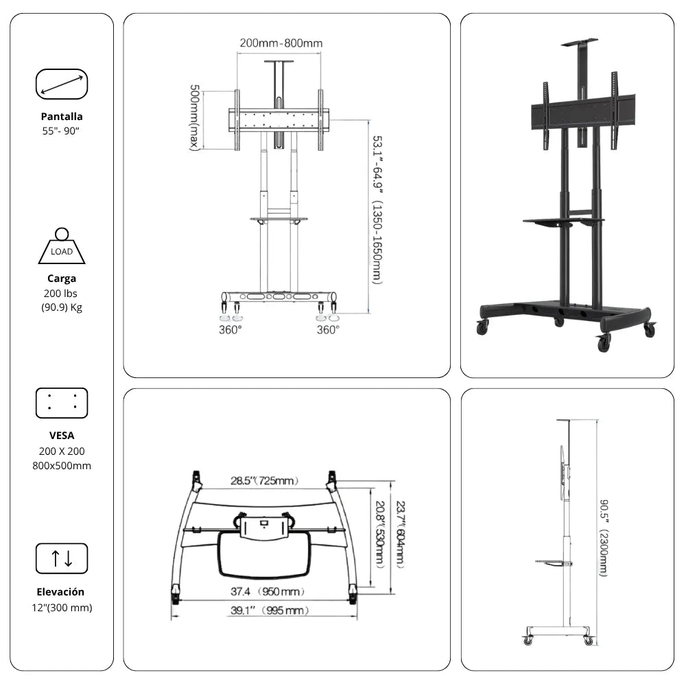 Rack Pedestal Móvil AVA1800