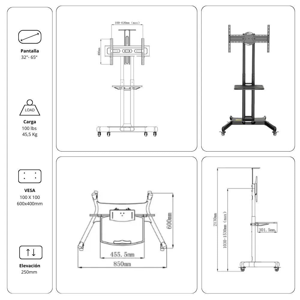 Rack Pedestal Móvil L65X