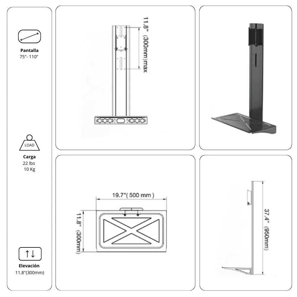 Bandeja Ergonómica para PC Portátil en Pedestal Móvil FP3