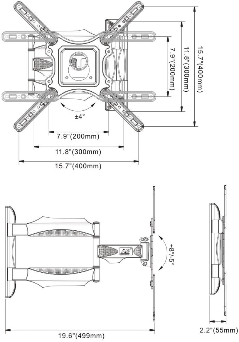 Rack Móvil de Pared para TV 32" a 60" NB P40