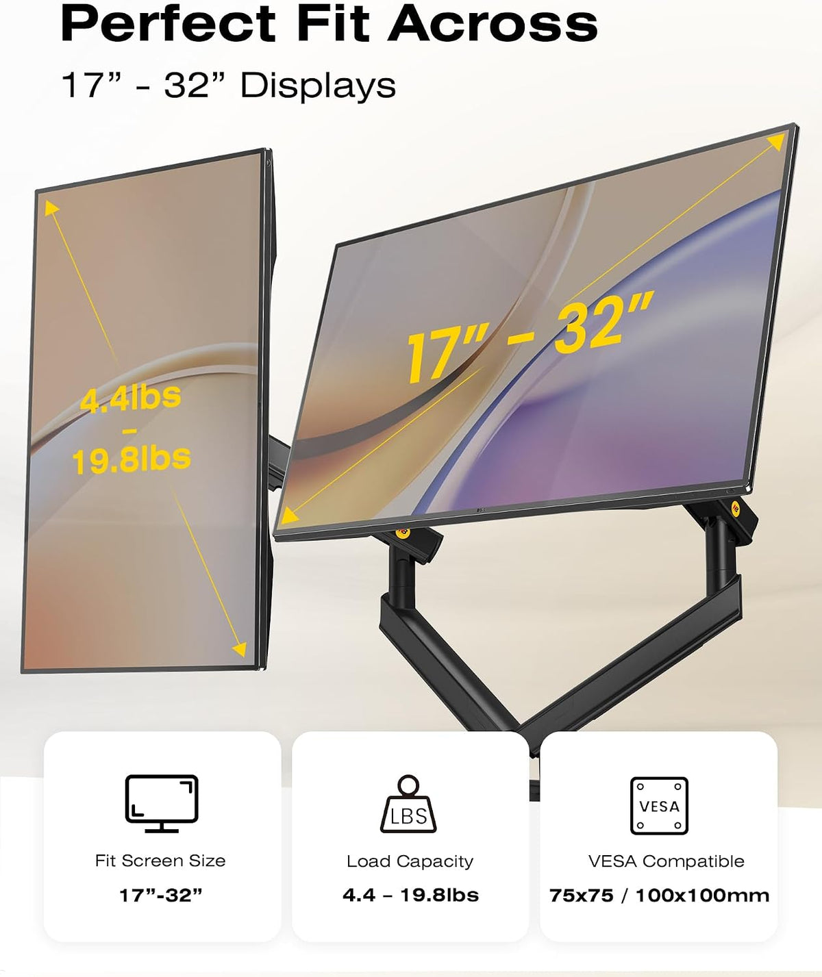 Rack Flexible Ergonómico para 2 Monitores - A5C
