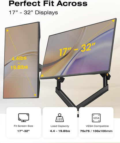 Rack Flexible Ergonómico para 2 Monitores - A5C