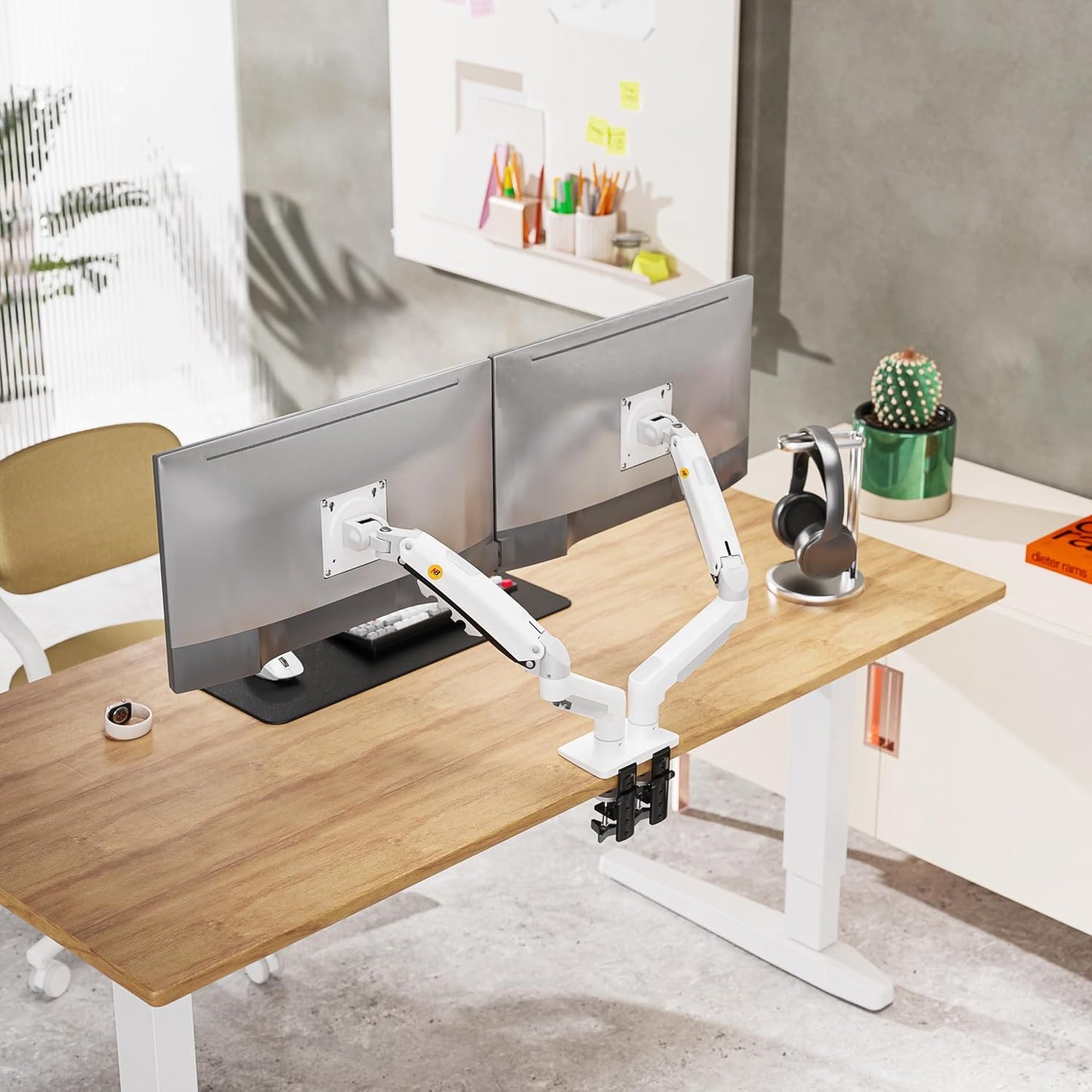 Rack Ergonómico para 2 Monitores F160 Blanco