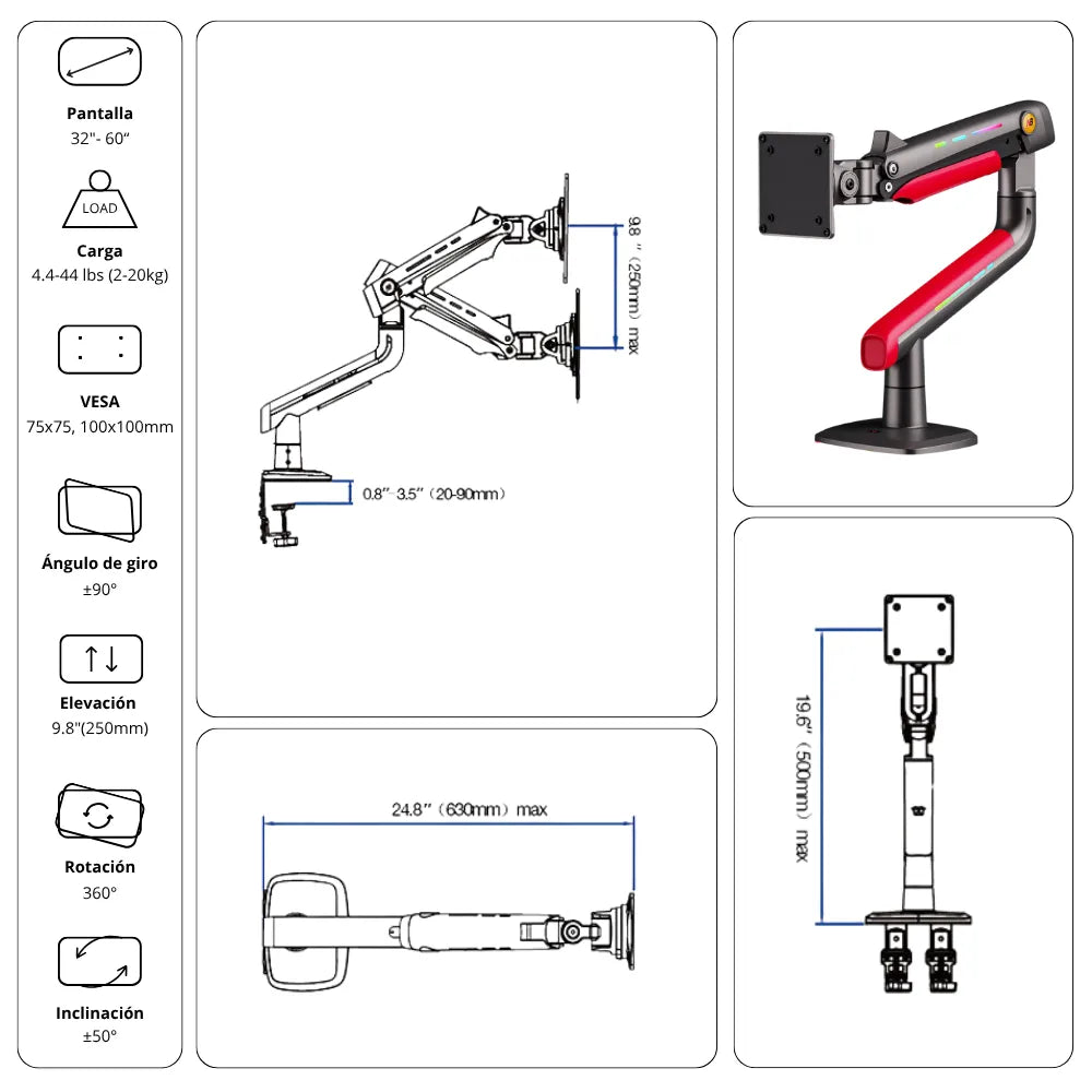 Rack Soporte Gamer Ergonómico para Monitor F5