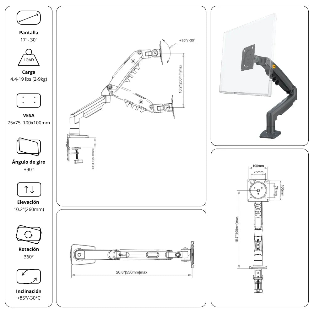 Rack Soporte Ergonómico para Monitor F80