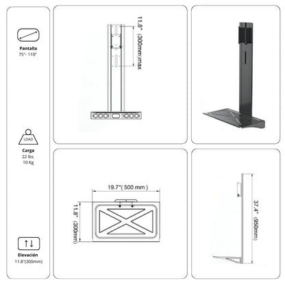 Bandeja Ergonómica para PC Portátil en Pedestal Móvil FP3