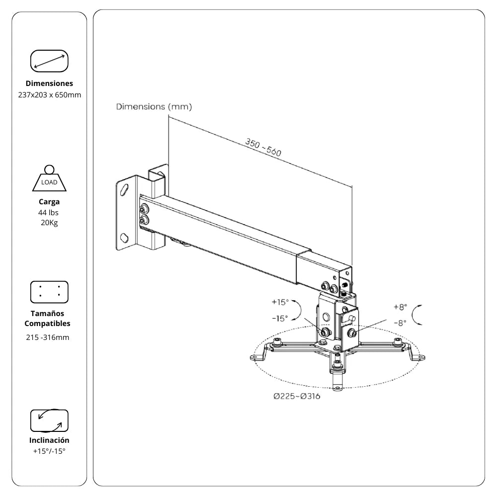 Rack Soporte Ergonómico de Techo para Proyector PDS0865