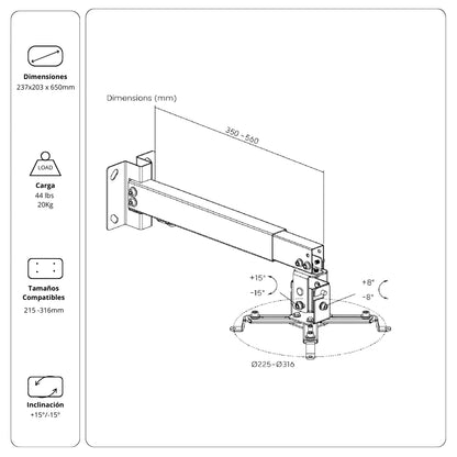 Rack Soporte Ergonómico de Techo para Proyector PDS0865