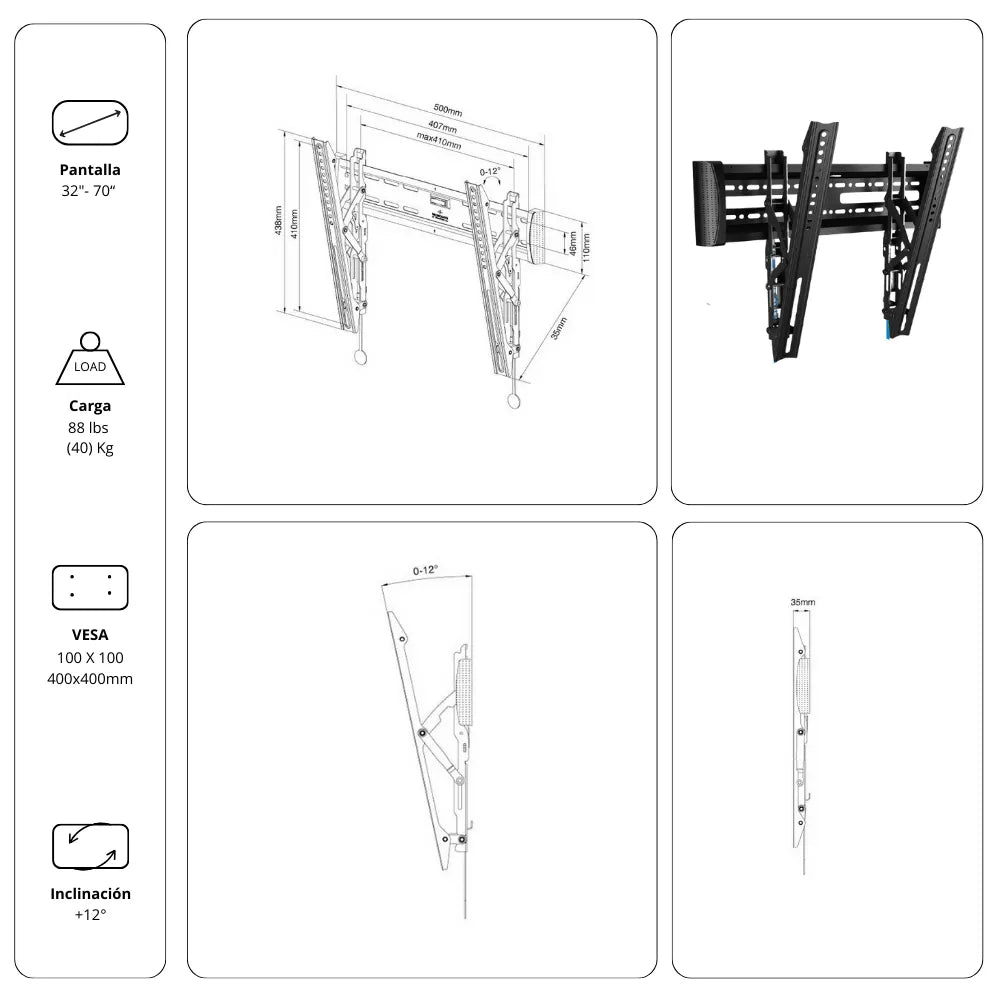 Rack Soporte Ergonómico para Televisor MSC2T