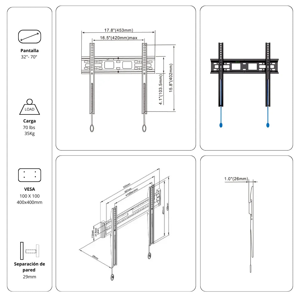 Rack Soporte Ergonómico para Televisor MSD2F