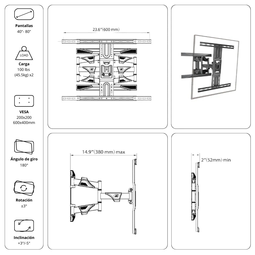 Rack Soporte Ergonómico para Televisor P6