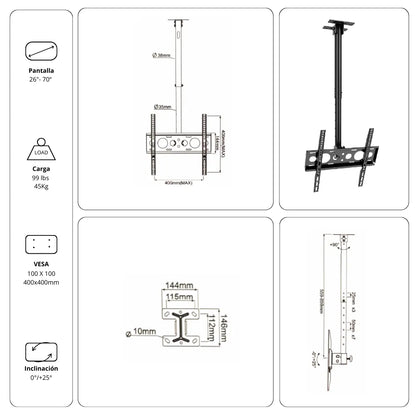 Rack Soporte Ergonómico de Techo para Televisor T6905
